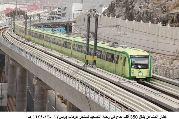 Mashair train transports about 350,000 pilgrims via 1,000 trips in a week