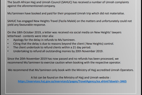 Travel advisory – New Heights Travel