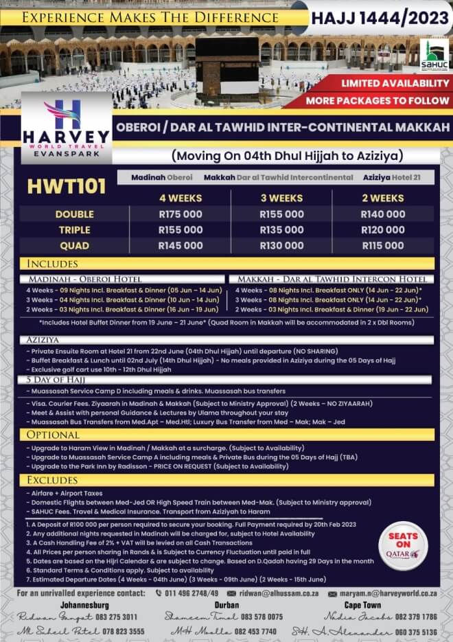 Harvey World Travel Evans Park HWT101 4 Weeks Hajj 2023 / 1444