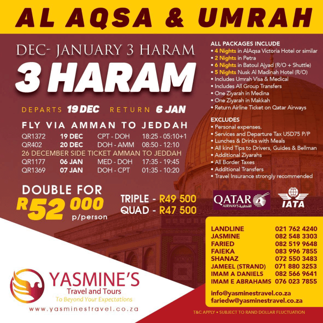 Yasmines Travel December 3 Haram December 2023 Umrah Package