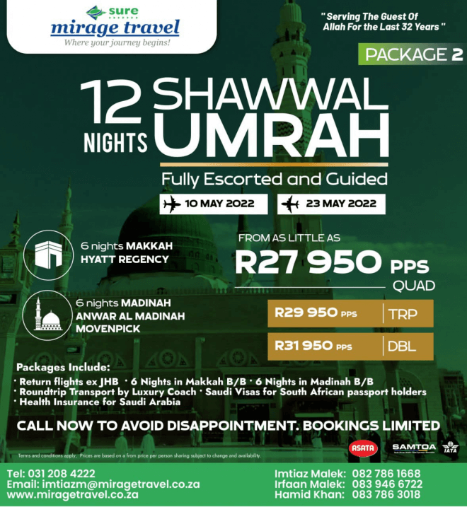 Sure Mirage Travel Shawwal Umrah Package 2 Shawaal 2022/1443
