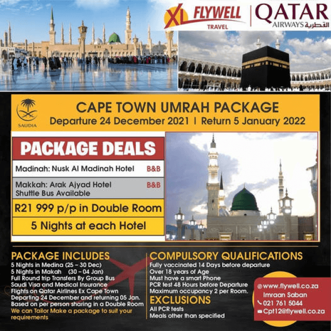 Flywell Travel Cape Town Umrah Package December 2021 Umrah Package