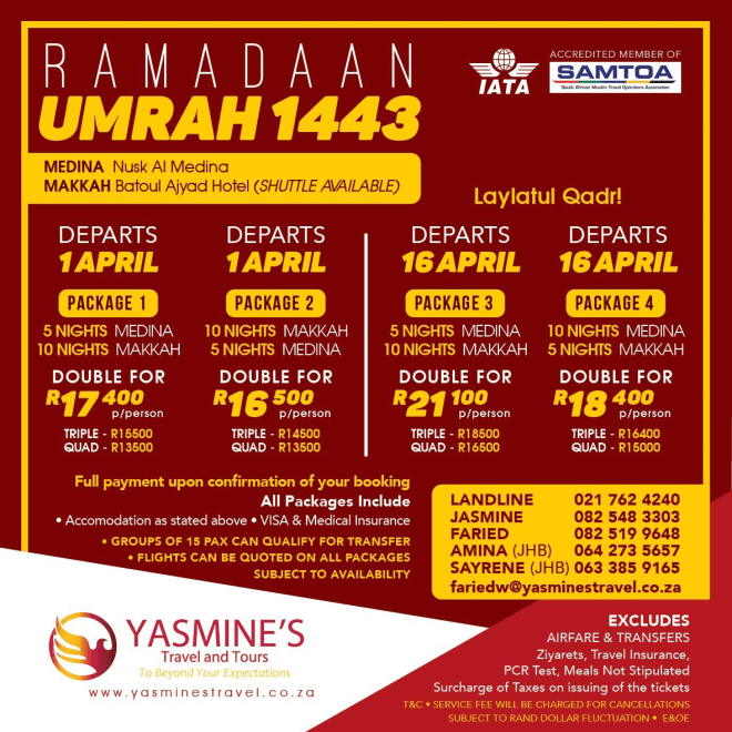 Yasmines Travel Ramadaan Umrah Package 4 Ramadaan 2022 Umrah